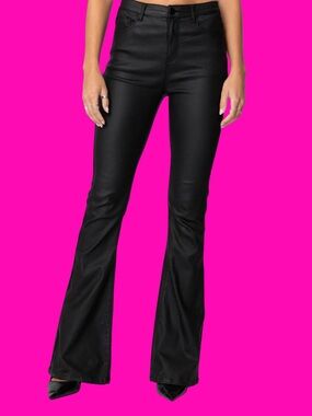 Edikted Black Coated Flare Pants
